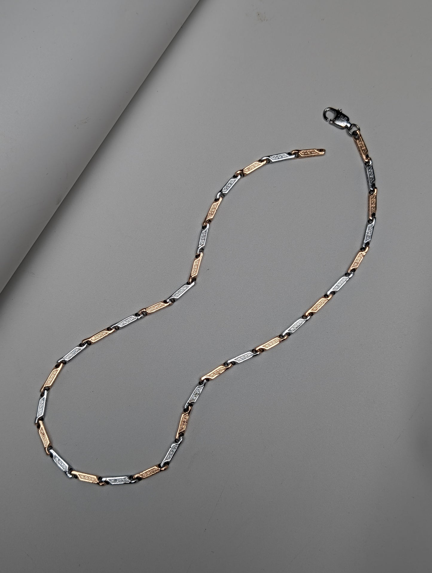 Linked Rose Gold Silver Chain for Men