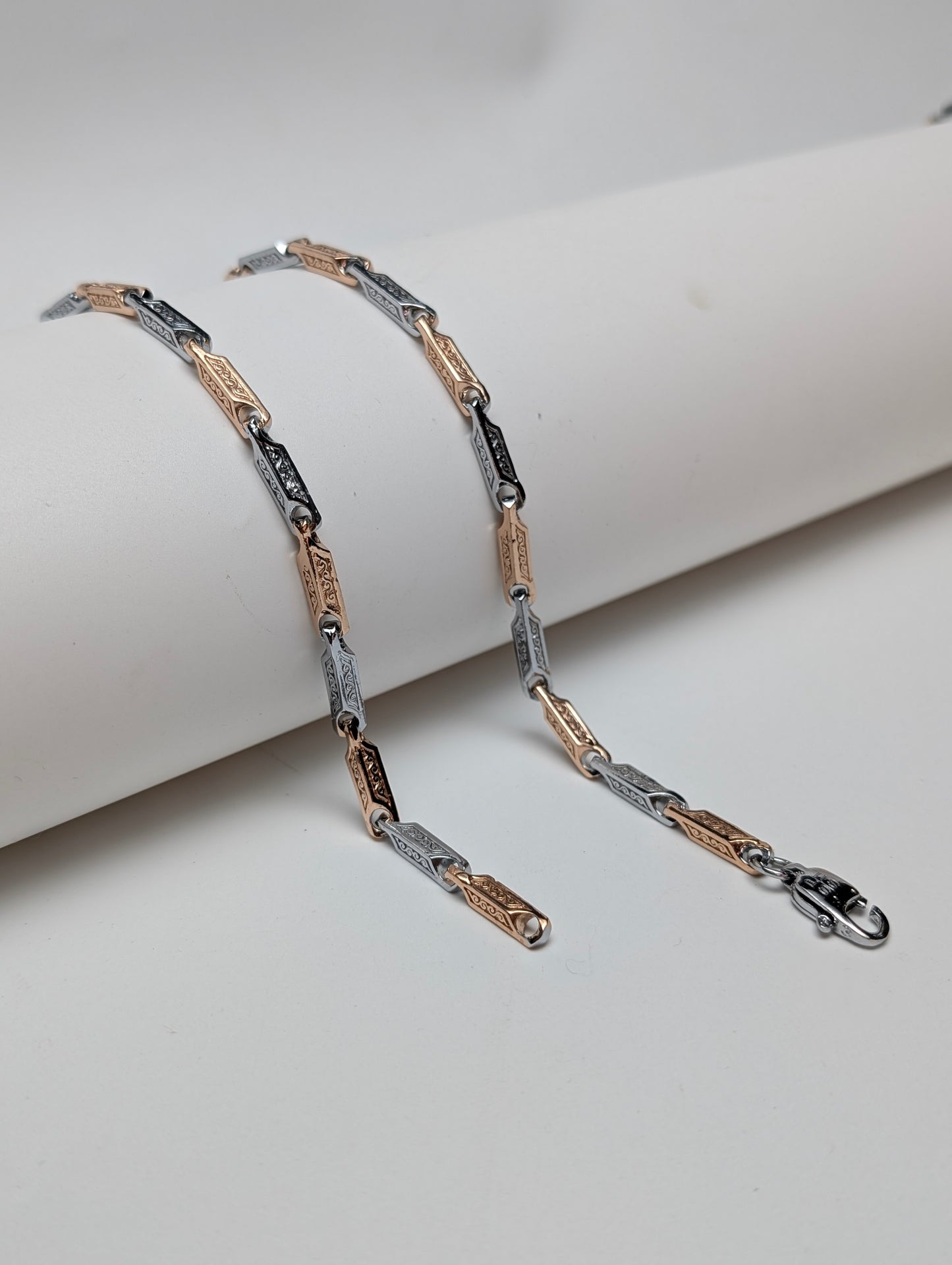 Linked Rose Gold Silver Chain for Men