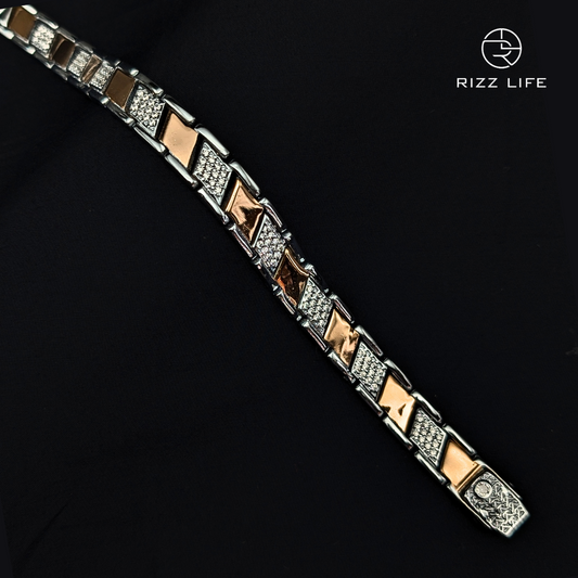 Celestial Diamond Two Tone Silver Bracelet