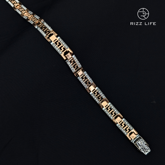Engraved Two-Tone Silver Bracelet