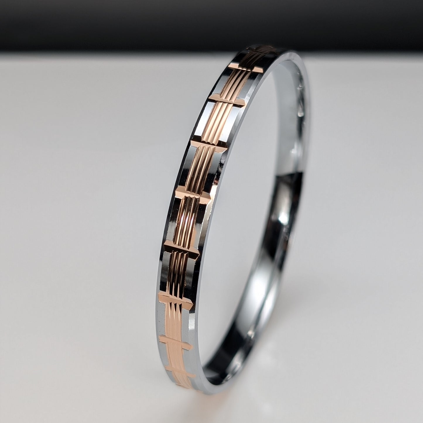 Embrace the Rose Gold Silver Kada For Men