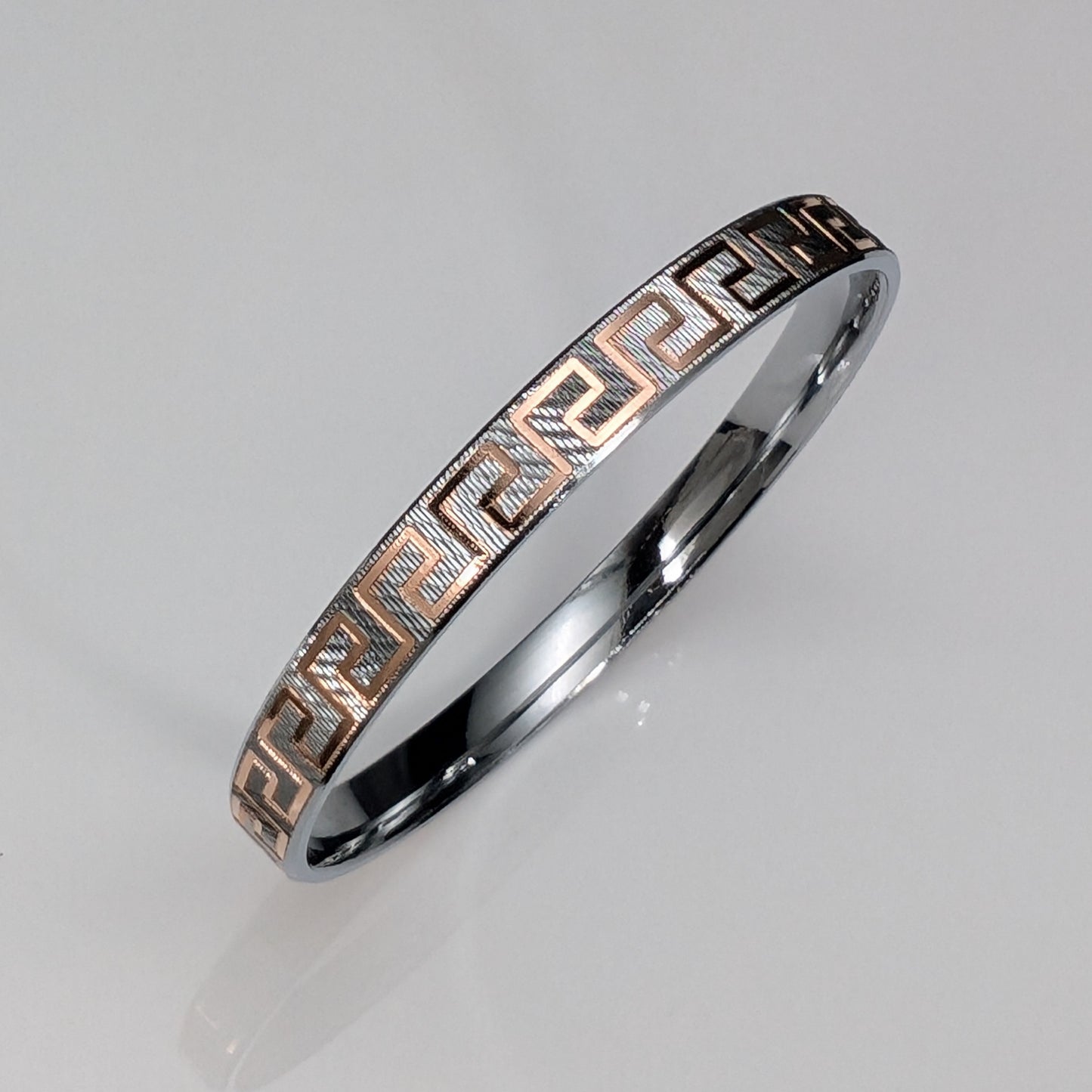 Men's Greek Key Gold Plated Silver Kada