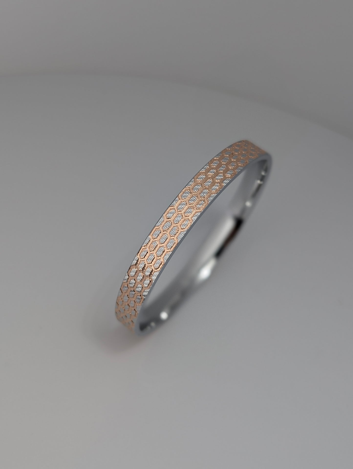 Gold Honey Comb Silver Kada For Men
