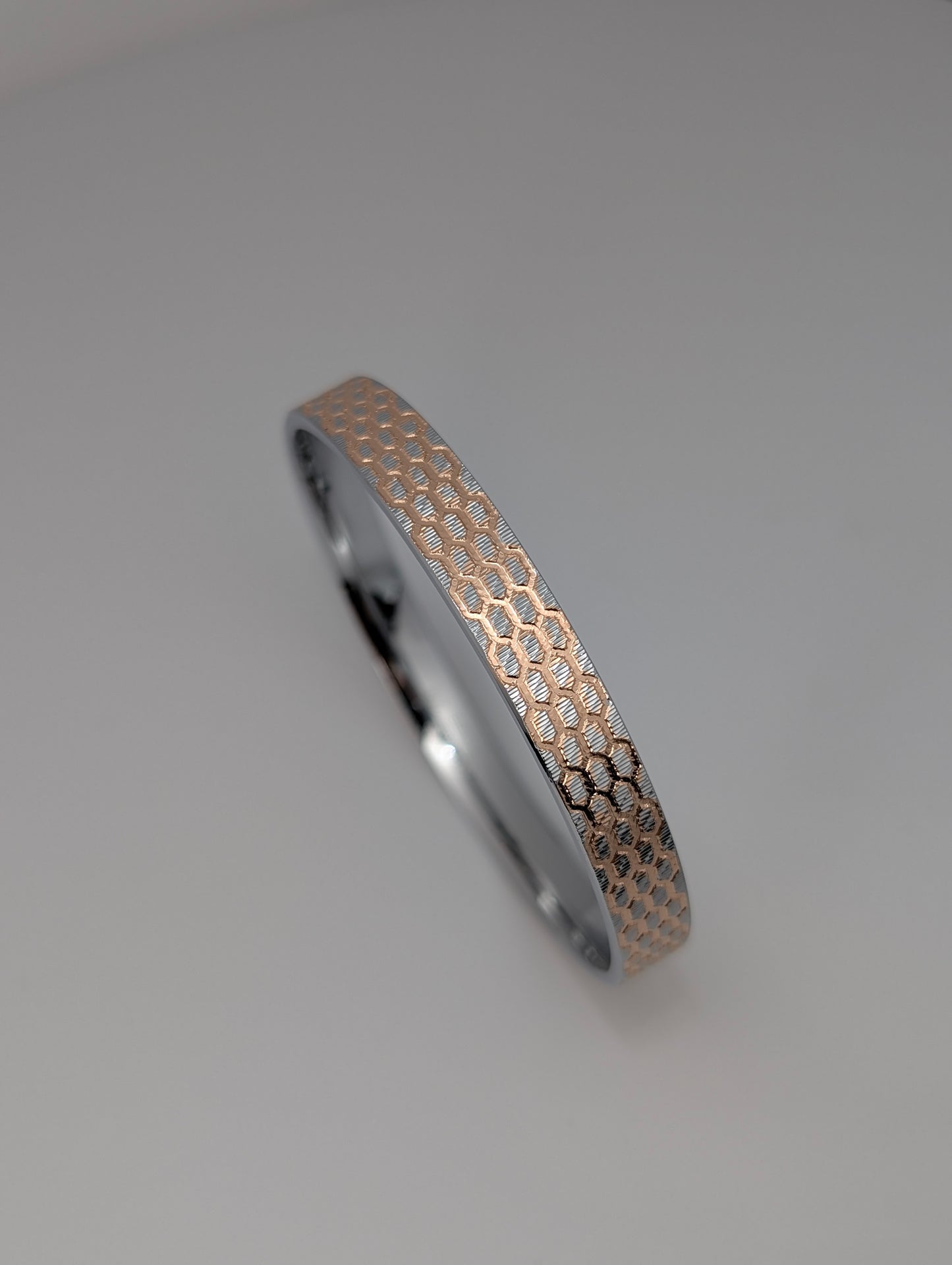 Gold Honey Comb Silver Kada For Men