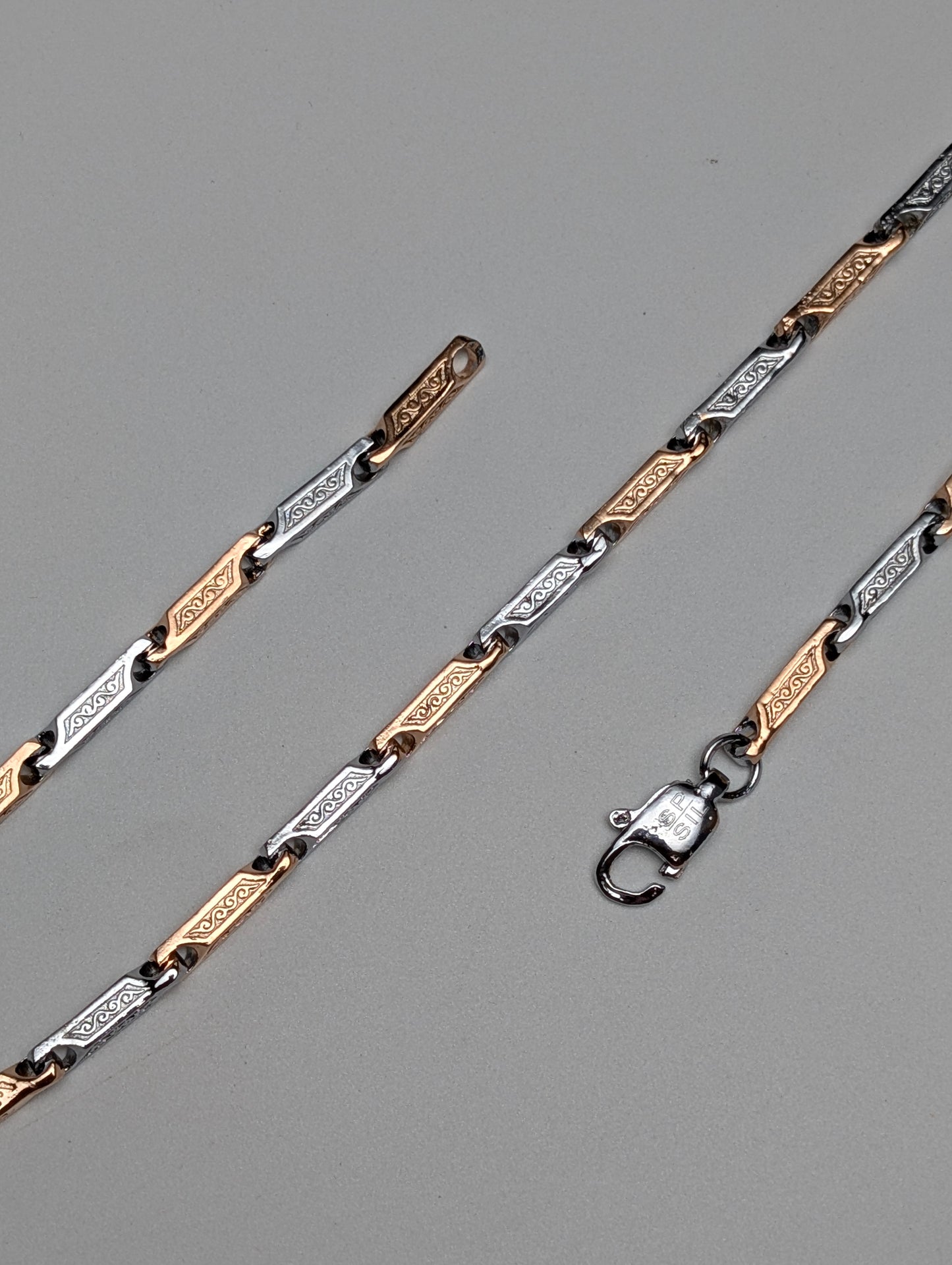 Linked Rose Gold Silver Chain for Men