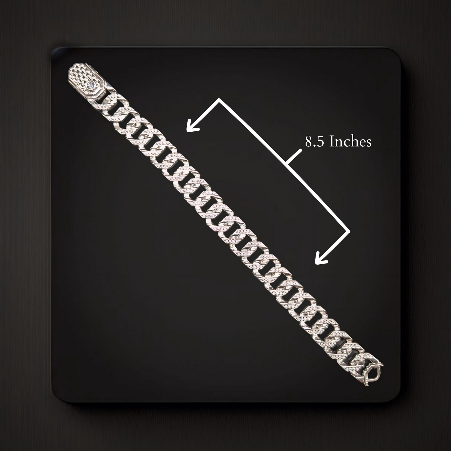 Blinged-Out Silver Bracelet For Men