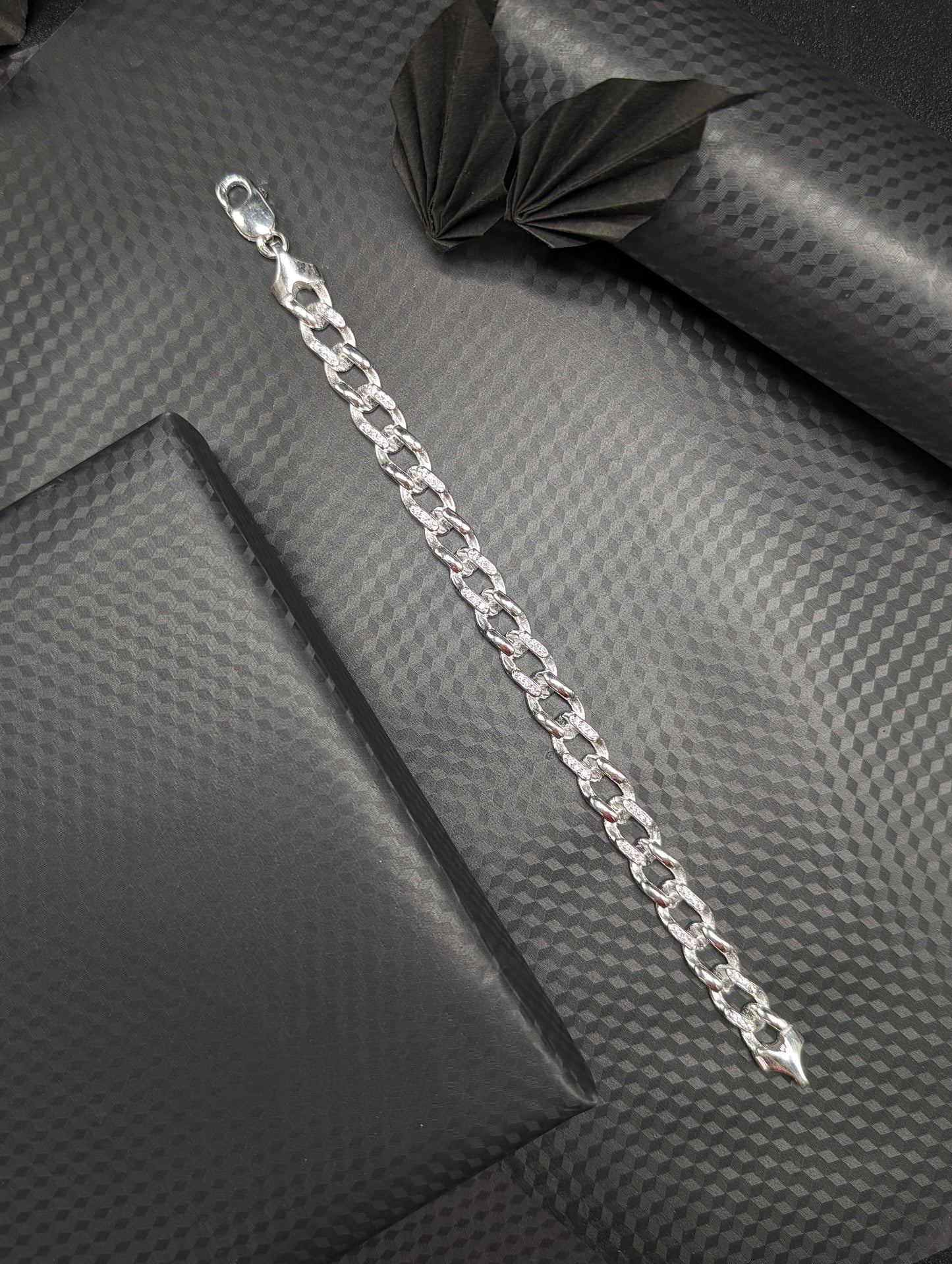 Men's Flat Silver Cuban Bracelet