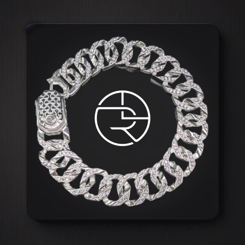 Blinged-Out Silver Bracelet For Men
