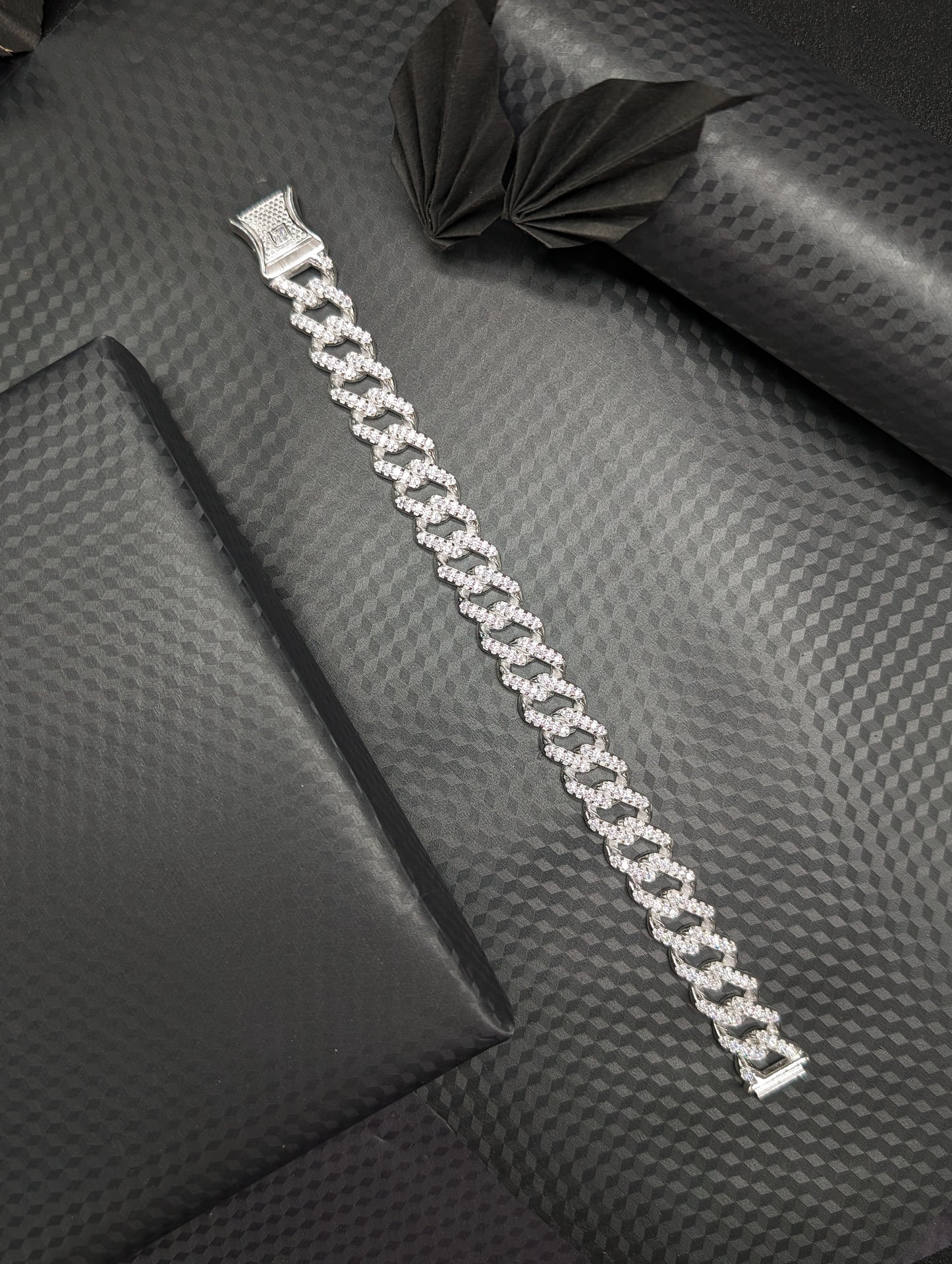 Iced Out Cuban Link Silver Bracelet