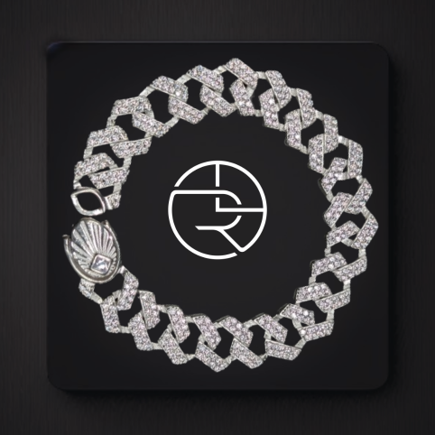 Diamond Dazzle Cuban Link Silver Bracelet
