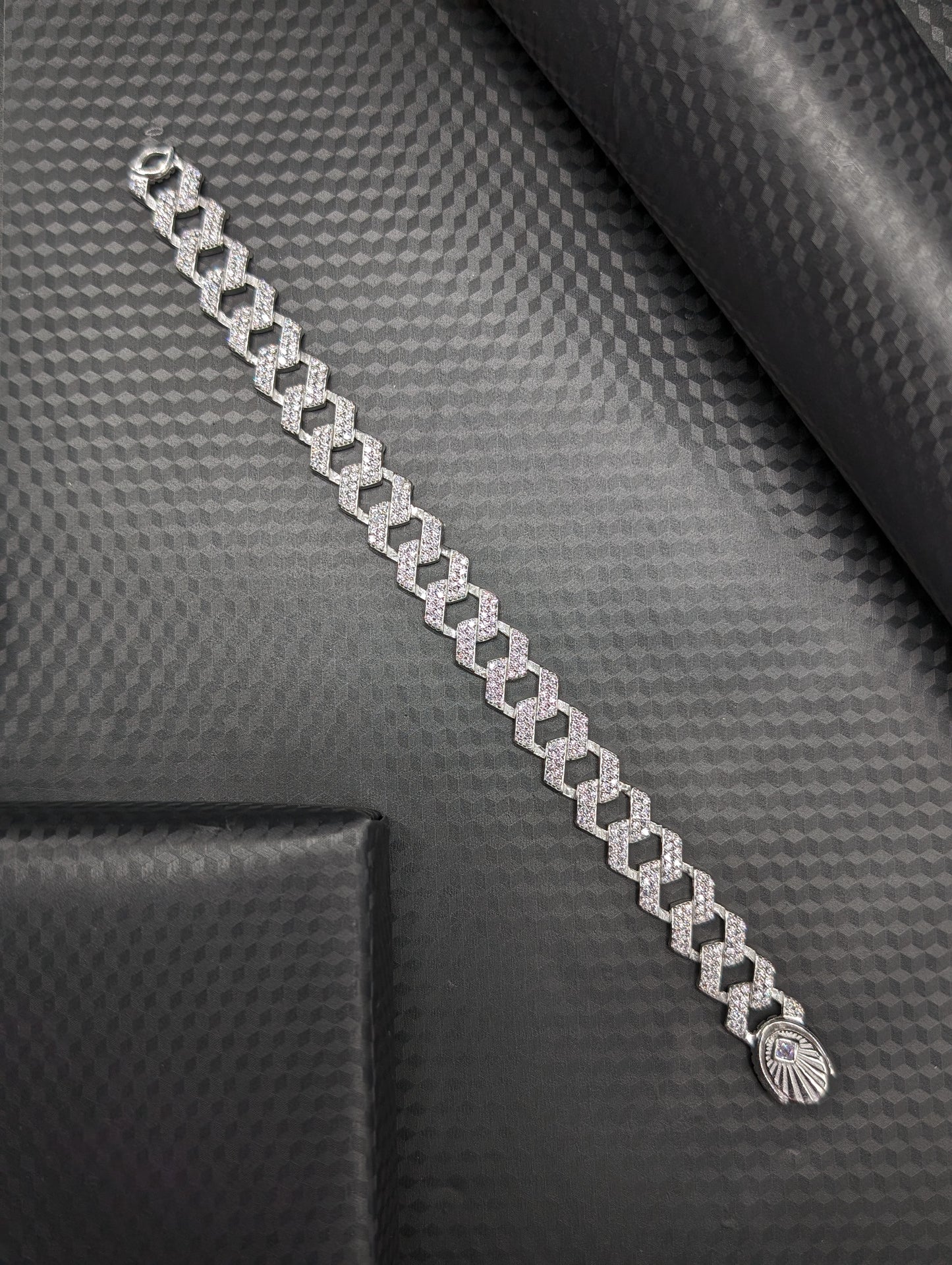 Diamond Dazzle Cuban Link Silver Bracelet