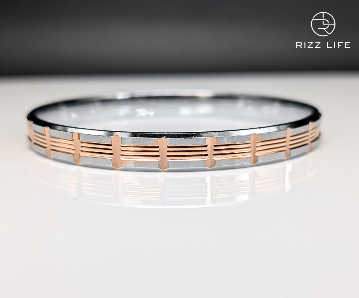 Embrace the Rose Gold Silver Kada For Men
