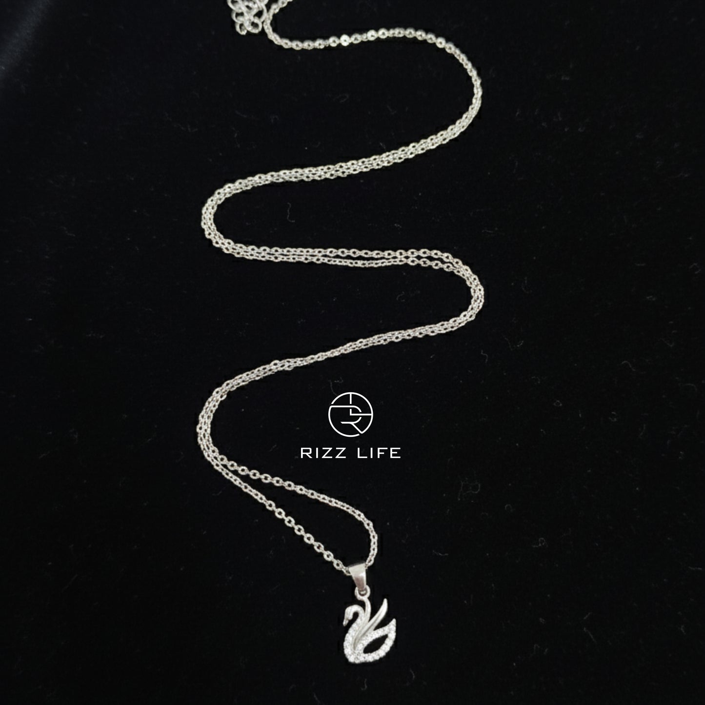 The Crystal Swan White Gold Plated Chain Pendent