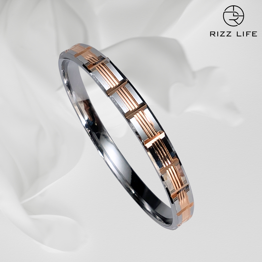 Embrace the Rose Gold Silver Kada For Men