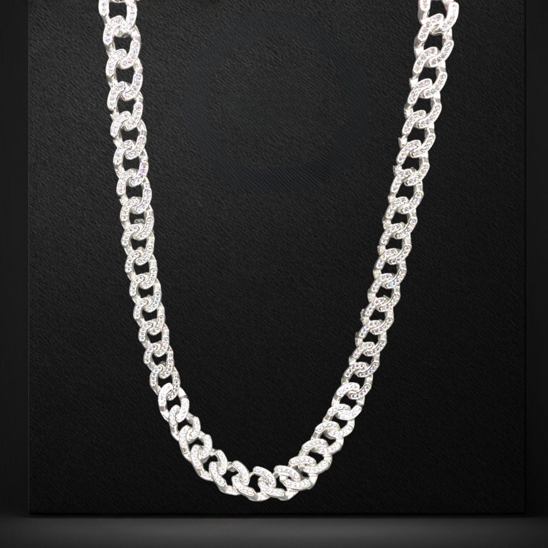 Dazzling Silver Cuban Link Chain For Him