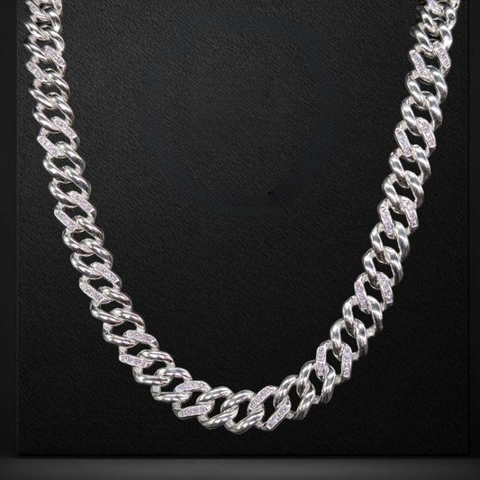Blinged Out Silver Cuban Chain For Him