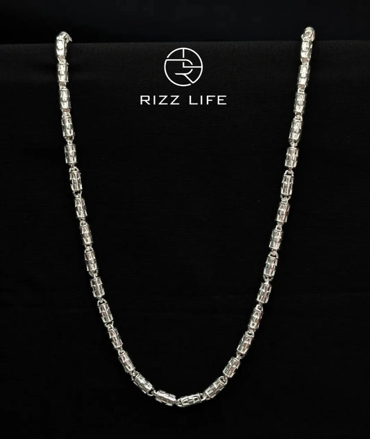 Cylindrical Cuban Silver Chain for Him