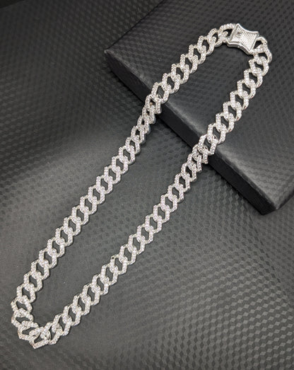 Iced Out Silver Cuban Chain For Him
