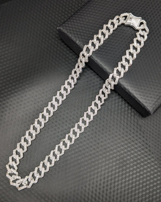 Iced Out Silver Cuban Chain For Him