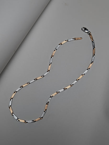 Linked Rose Gold Silver Chain for Men