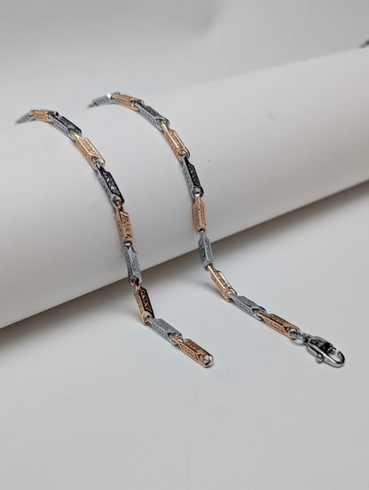 Linked Rose Gold Silver Chain for Men