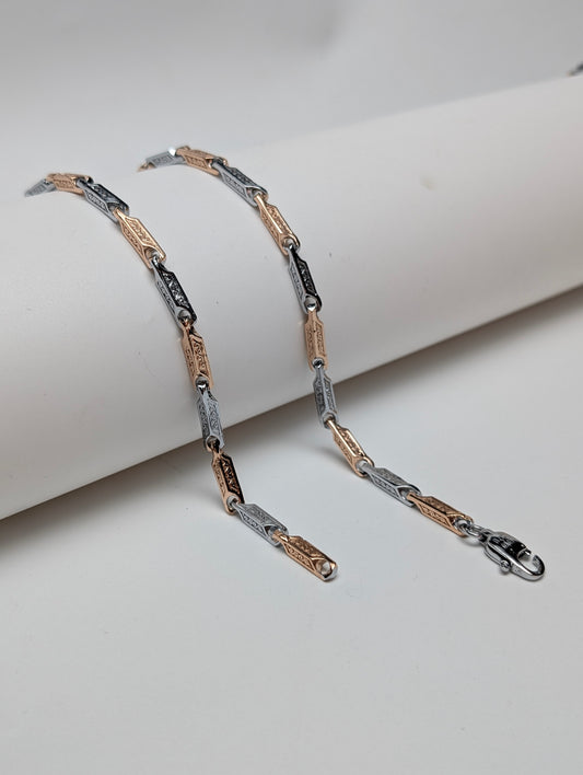 Linked Rose Gold Silver Chain for Men