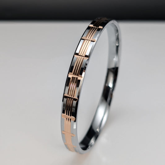 Embrace the Rose Gold Silver Kada For Men