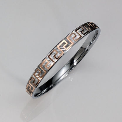 Men's Greek Key Gold Plated Silver Kada