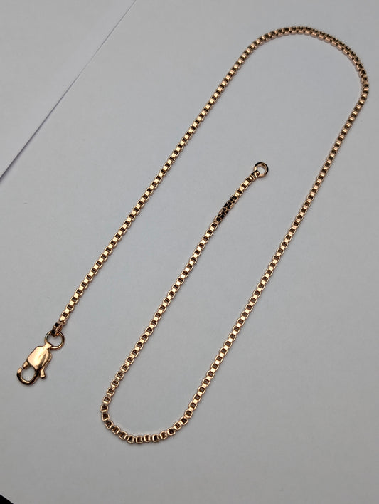 Men's Rose Gold Box Silver Chain