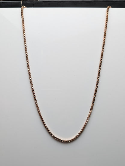 Men's Rose Gold Box Silver Chain