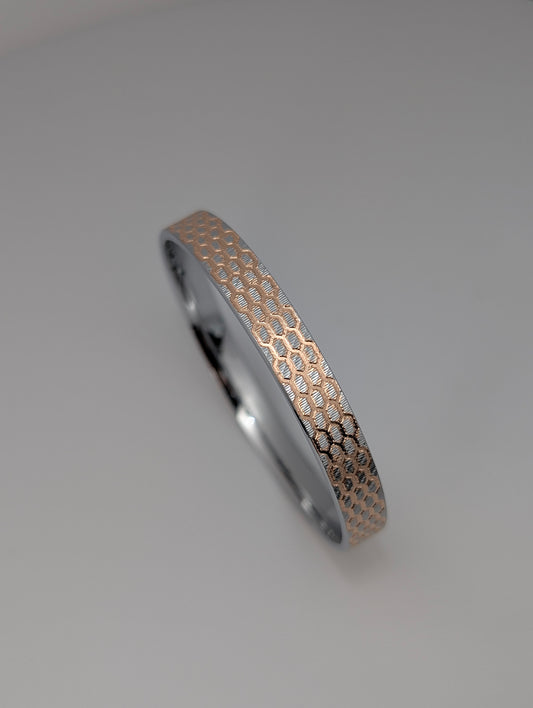 Gold Honey Comb Silver Kada For Men