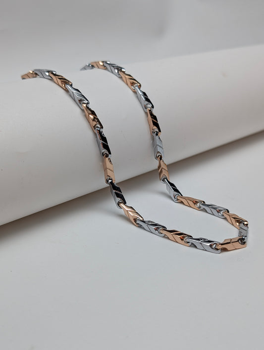 Linked Rose Gold Silver Chain for Men