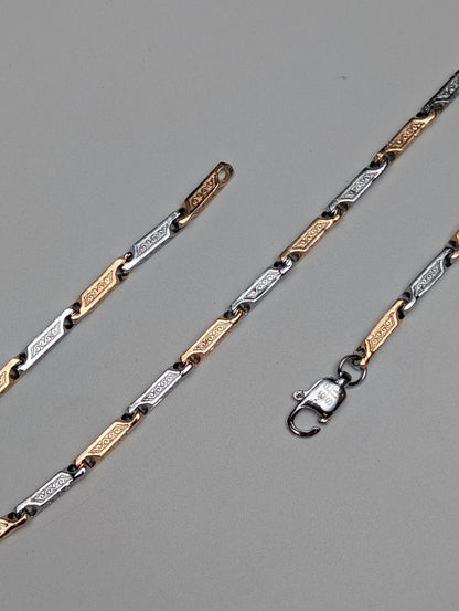 Linked Rose Gold Silver Chain for Men