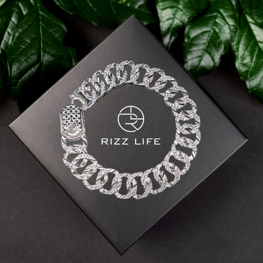 Blinged-Out Silver Bracelet For Men