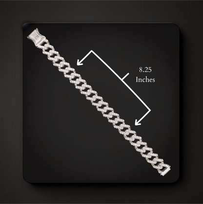 Iced Out Cuban Link Silver Bracelet