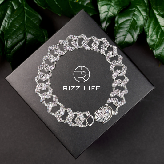Diamond Dazzle Cuban Link Silver Bracelet