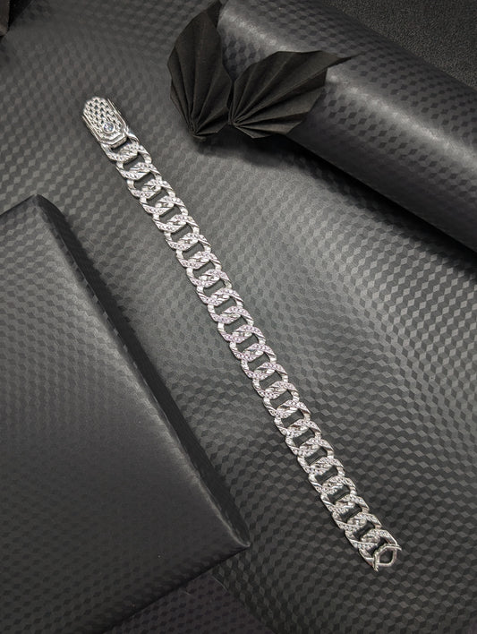 Blinged-Out Silver Bracelet For Men