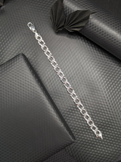 Men's Flat Silver Cuban Bracelet