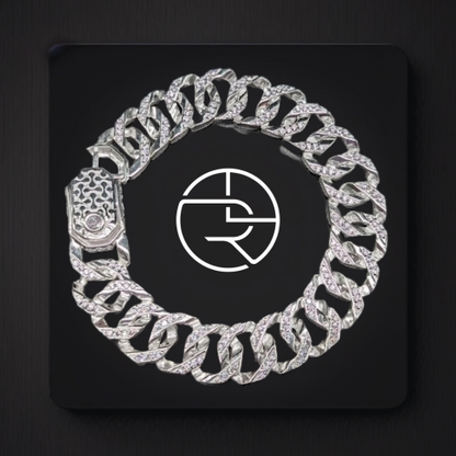 Blinged-Out Silver Bracelet For Men