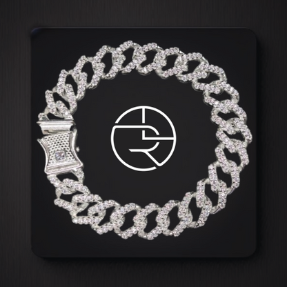 Iced Out Cuban Link Silver Bracelet