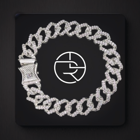 Iced Out Cuban Link Silver Bracelet