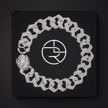 Diamond Dazzle Cuban Link Silver Bracelet
