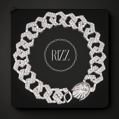 Diamond Dazzle Cuban Link Silver Bracelet
