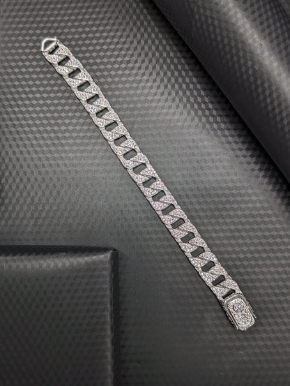 Iced Out Men's Silver Bracelet