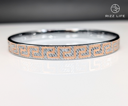 Men's Greek Key Gold Plated Silver Kada