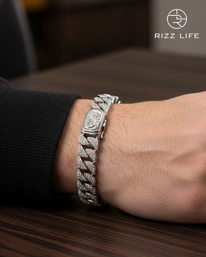 Iced Out Men's Silver Bracelet