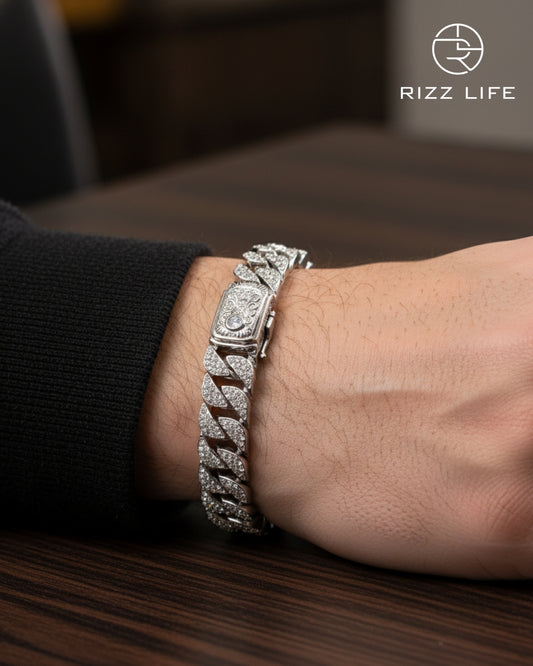 Iced Out Men's Silver Bracelet