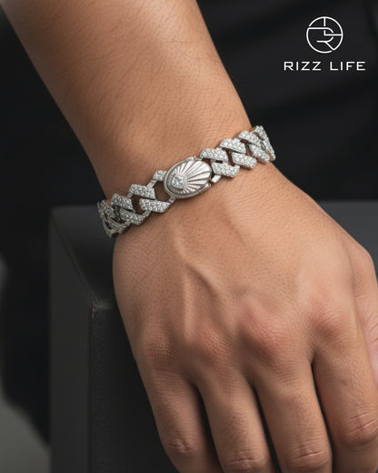 Diamond Dazzle Cuban Link Silver Bracelet