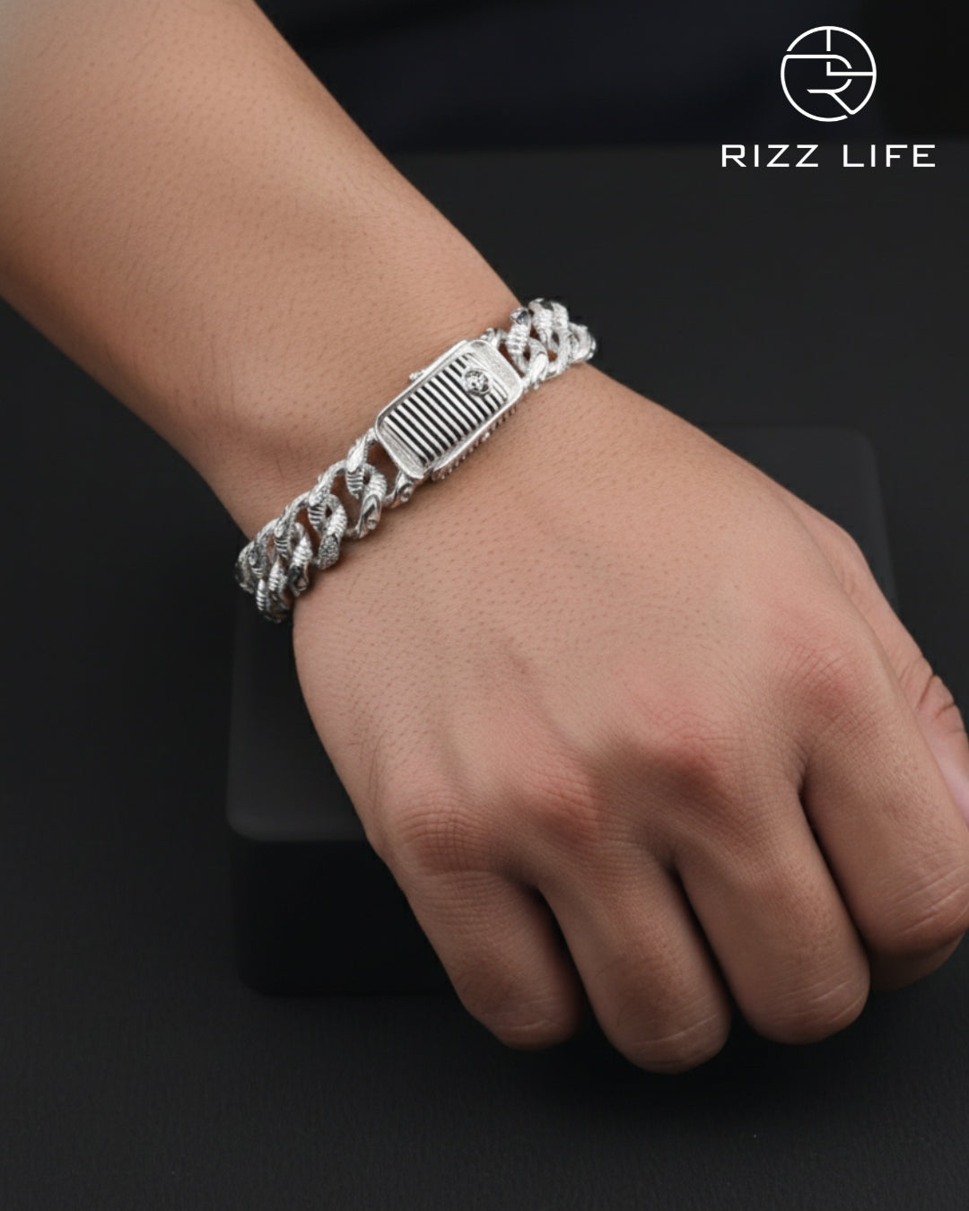 Sleek Silver Cuban Bracelet for Men