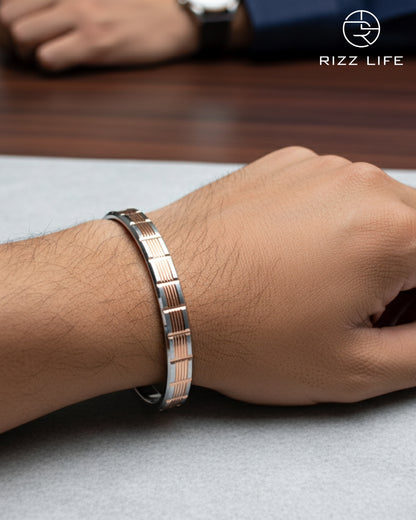 Embrace the Rose Gold Silver Kada For Men